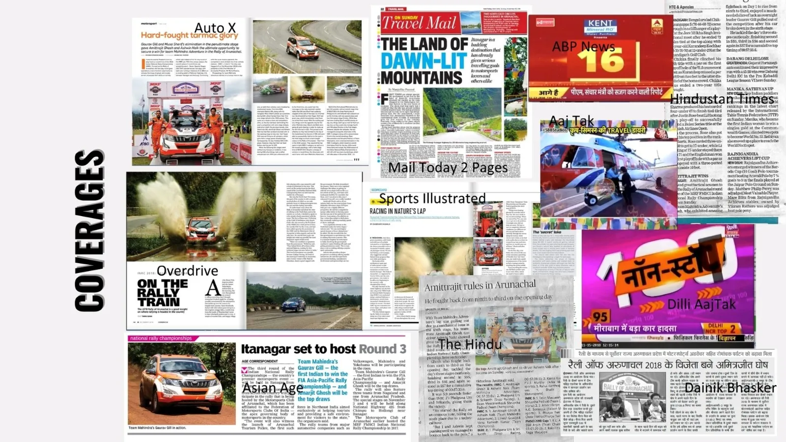 Collage of feature stories and media coverage across publications